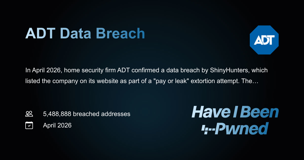 Have I Been Pwned: ADT Data Breach