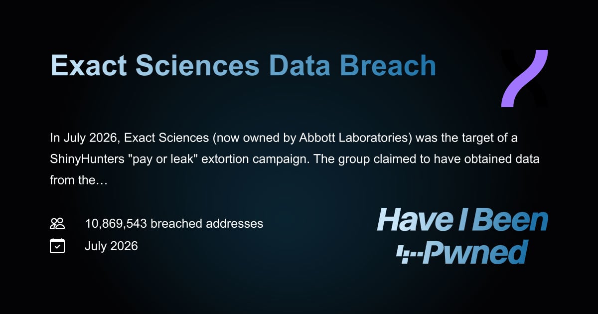 Have I Been Pwned: Exact Sciences Data Breach