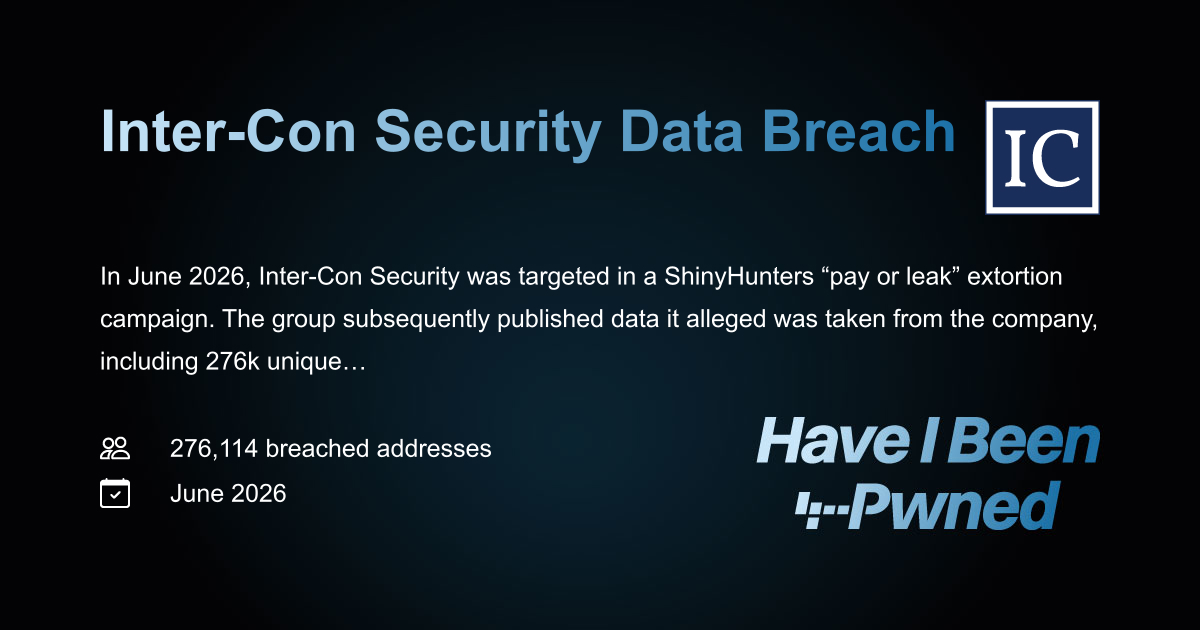 Have I Been Pwned: Inter-Con Security Data Breach