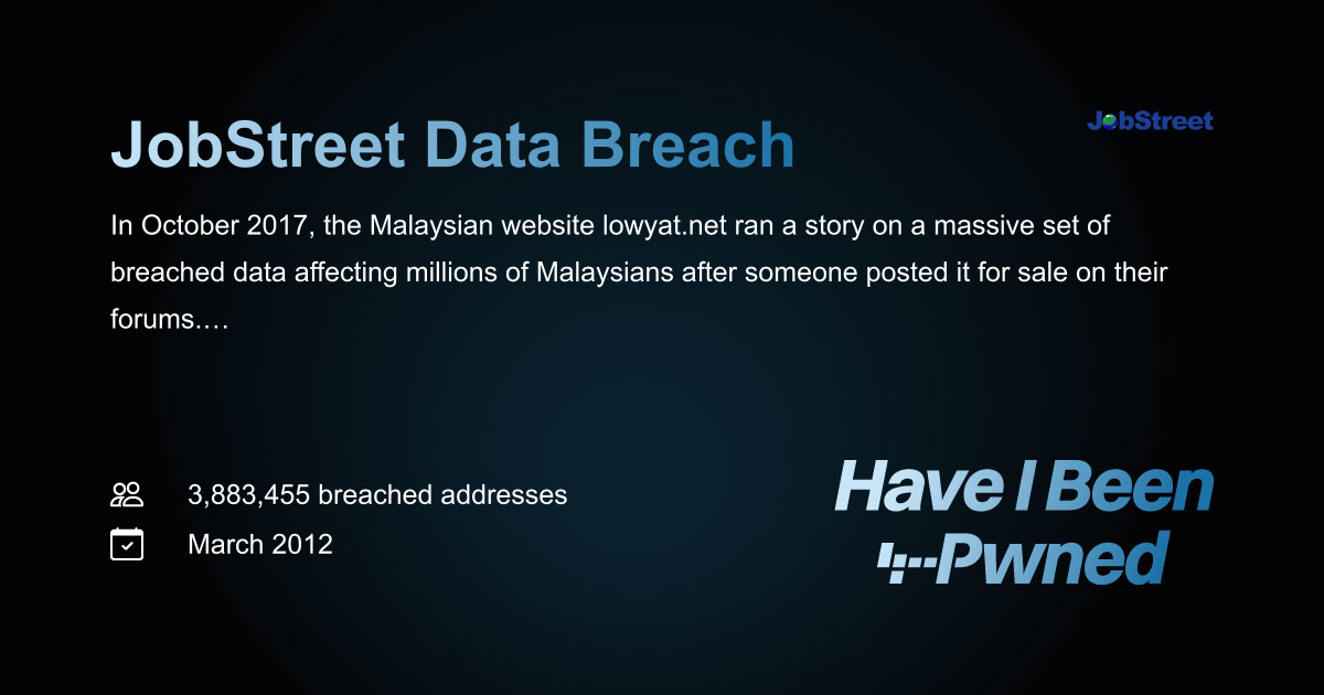 Have I Been Pwned: JobStreet Data Breach