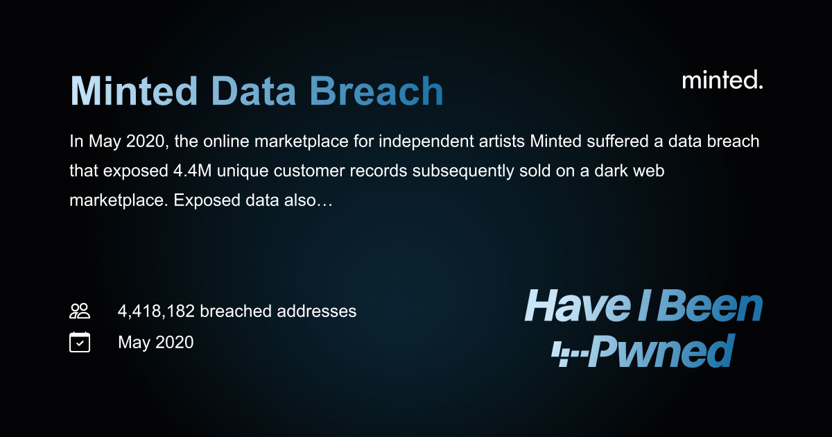 Have I Been Pwned: Minted Data Breach