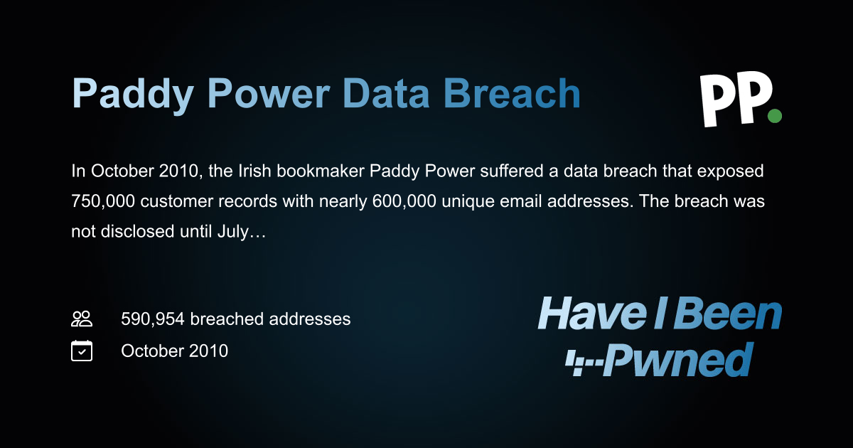 Have I Been Pwned: Paddy Power Data Breach
