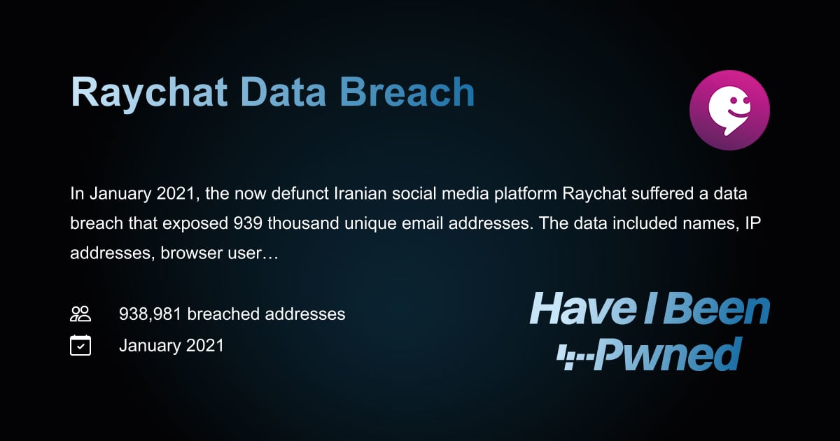 Have I Been Pwned: Raychat Data Breach