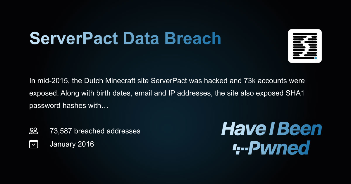Have I Been Pwned: ServerPact Data Breach