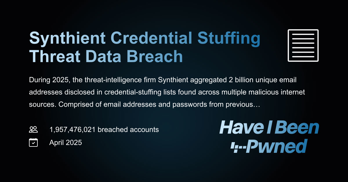 Synthient Credential Stuffing Threat Data Breach