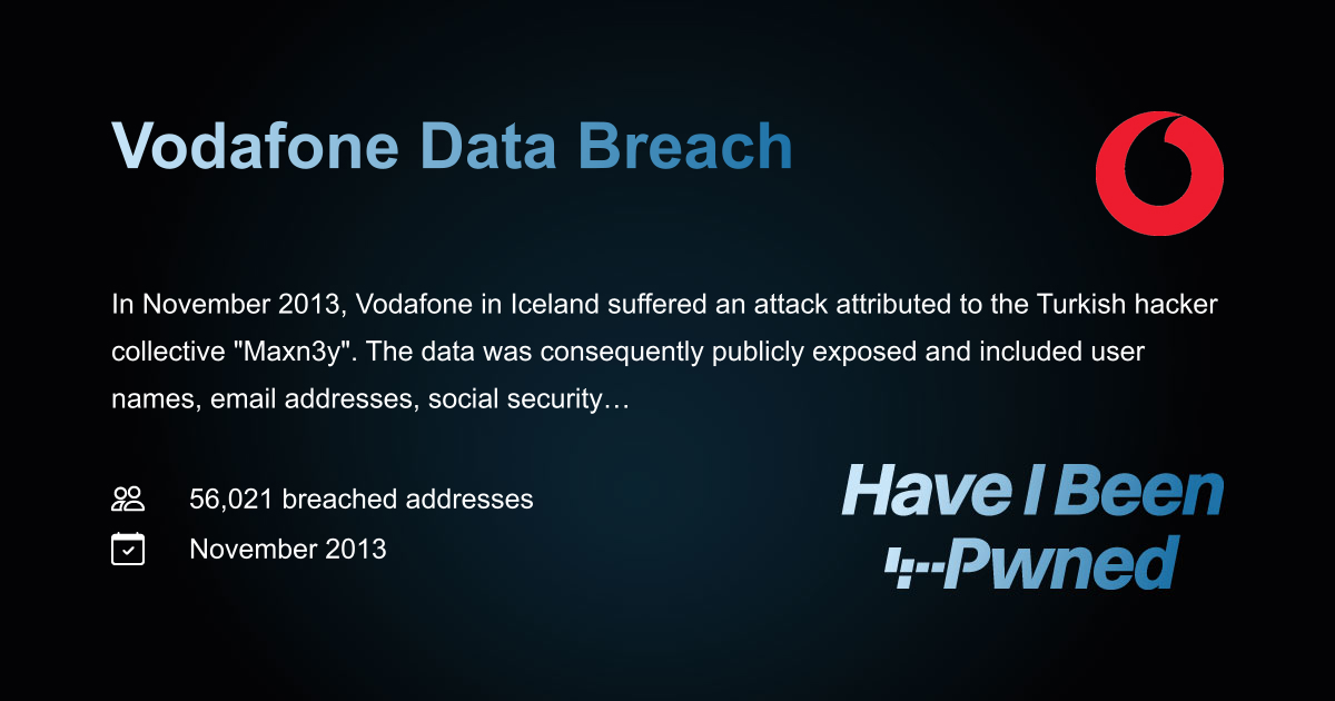 Have I Been Pwned: Vodafone Data Breach